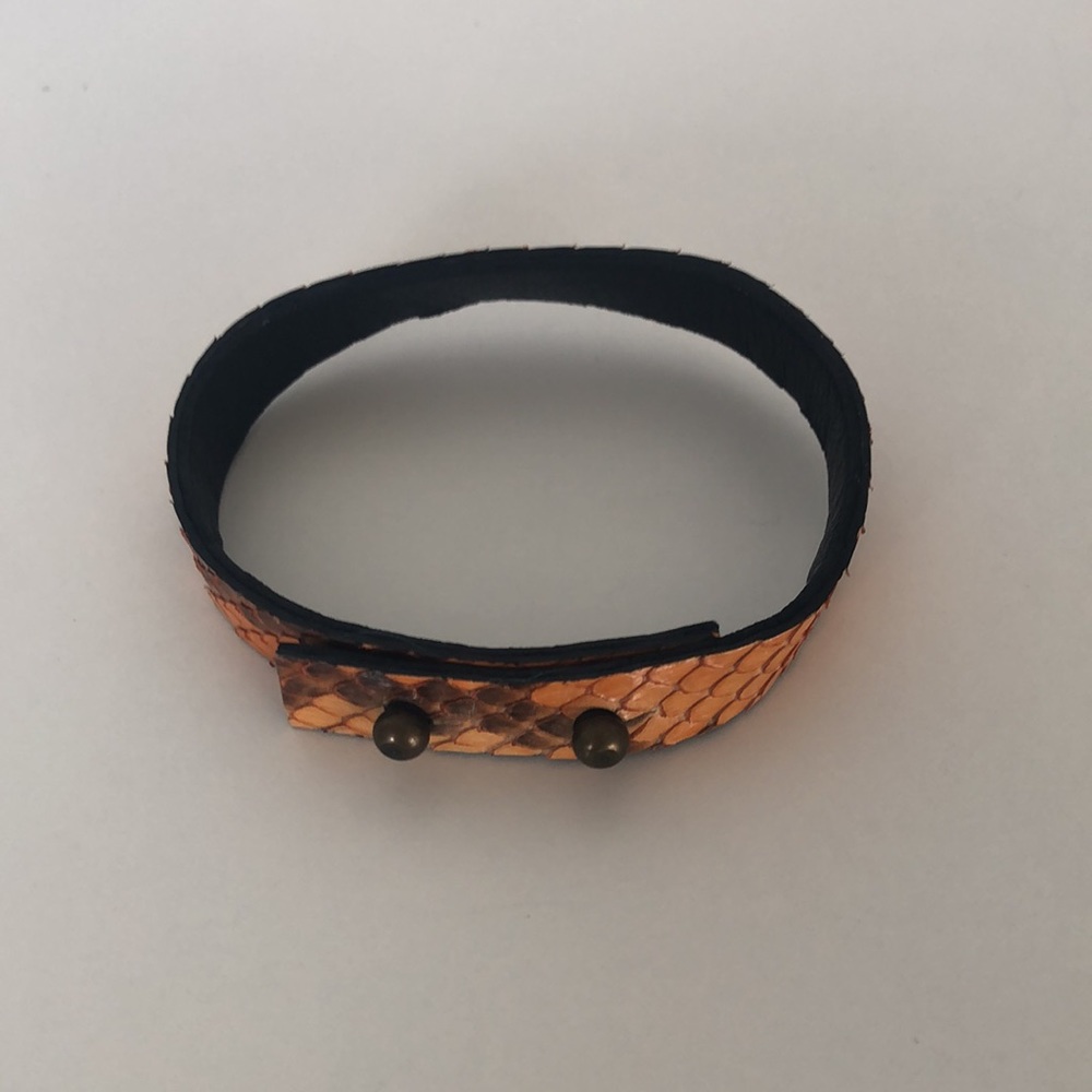 Snakeskin Python Leather Wrap Bracelet - Picture 2 of 4